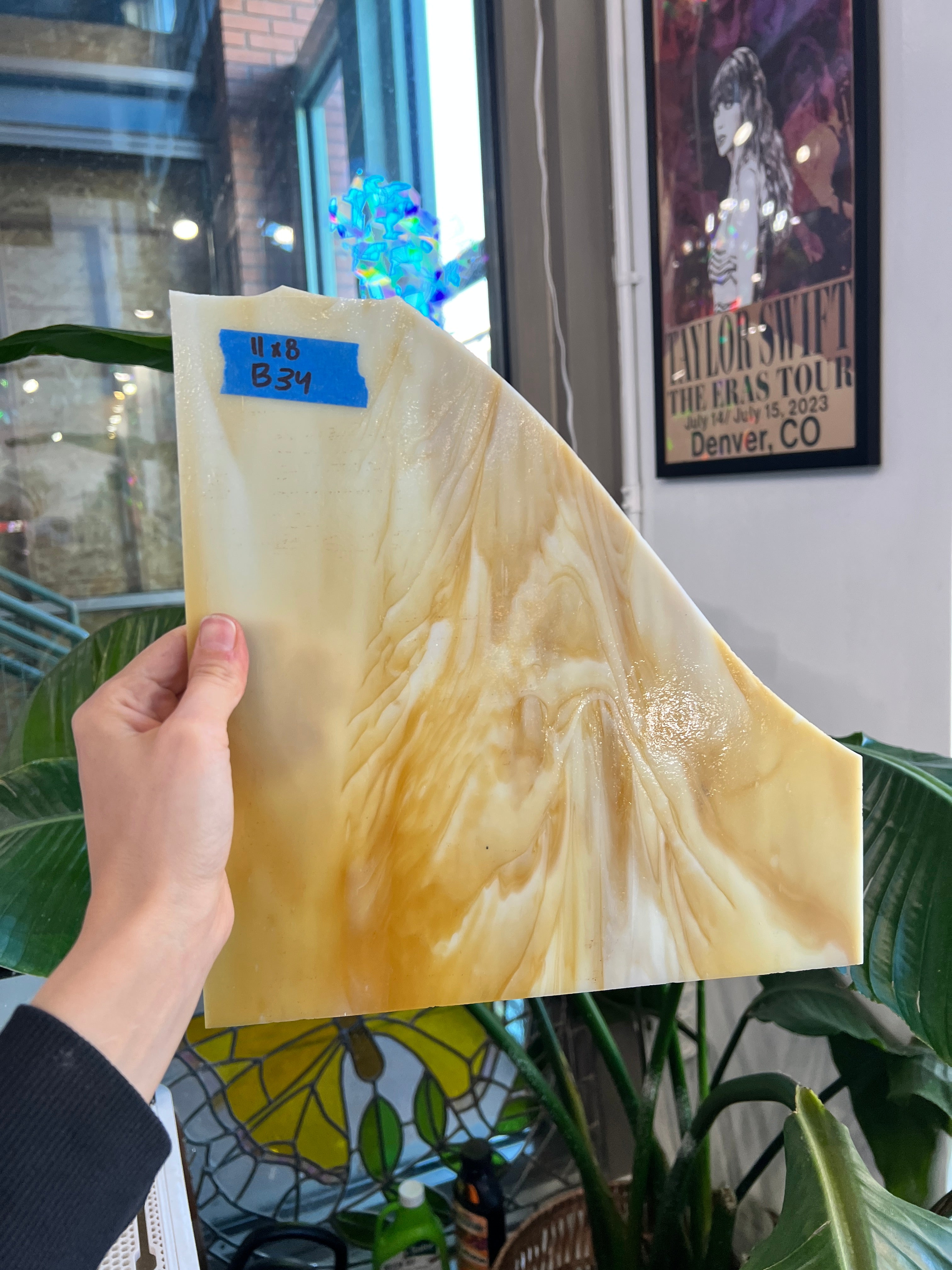 Caramel Amber and White Mixed Kokomo Sheet Glass Colorado Glassworks