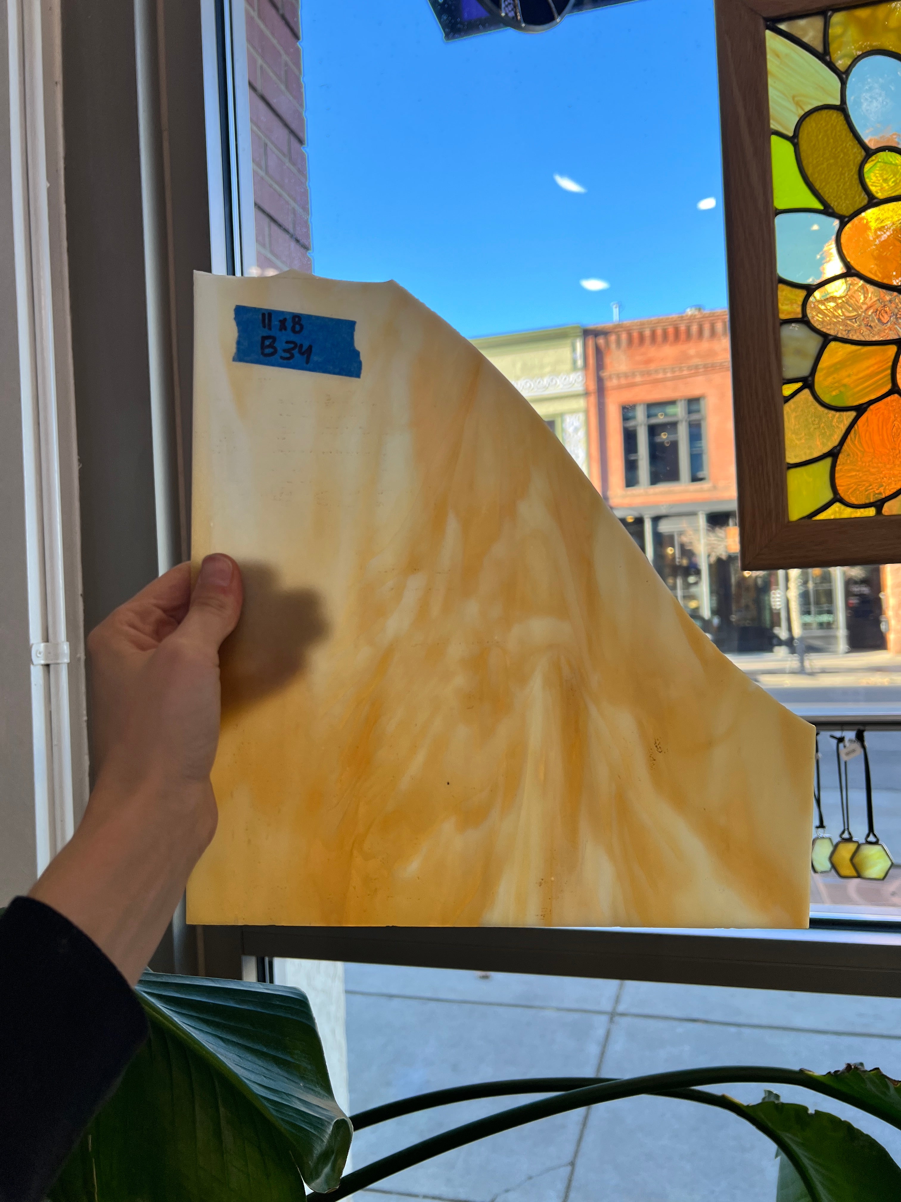 Caramel Amber and White Mixed Kokomo Sheet Glass Colorado Glassworks