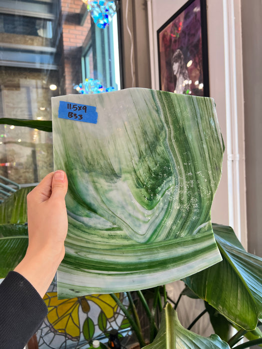 Green Tan Vintage Opal AC Fischer Sheet Glass Colorado Glassworks