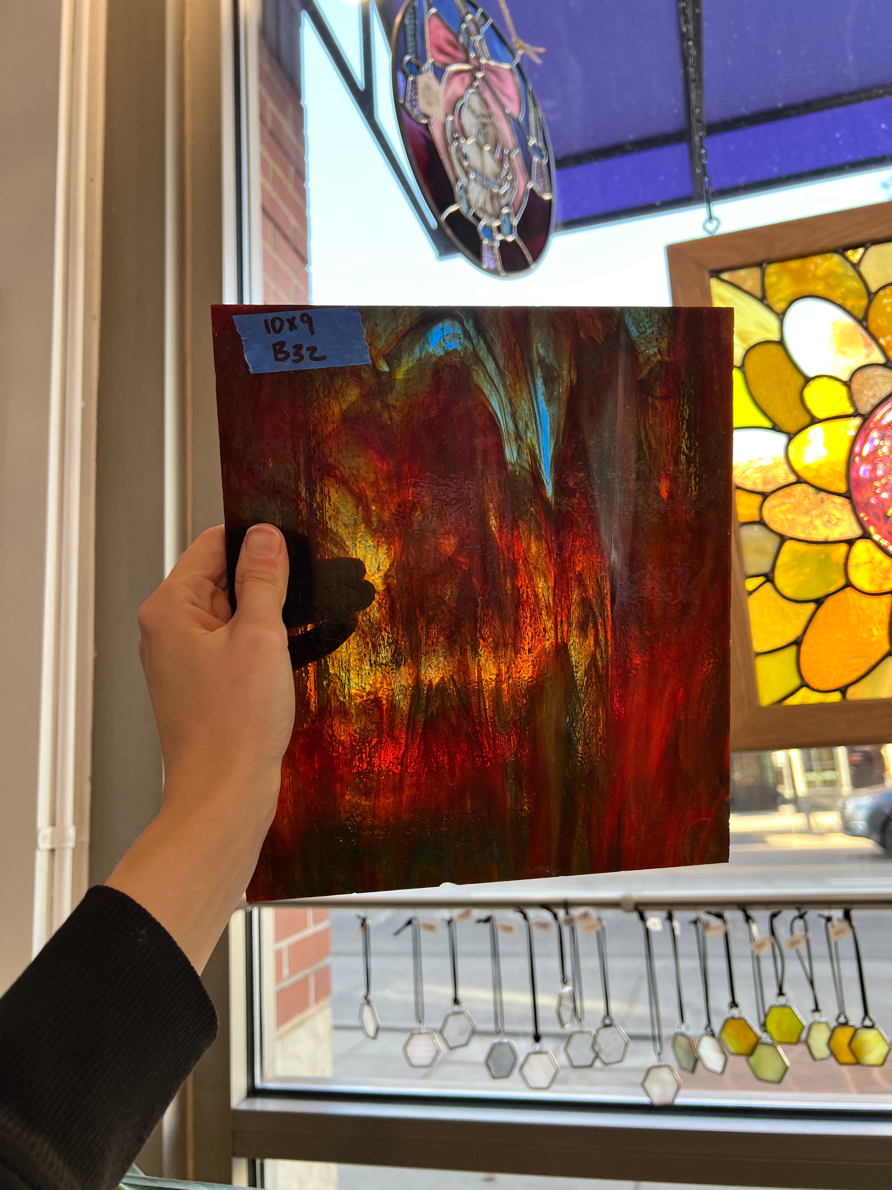 Mixed Red and Blue Bullseye Sheet Glass Colorado Glassworks