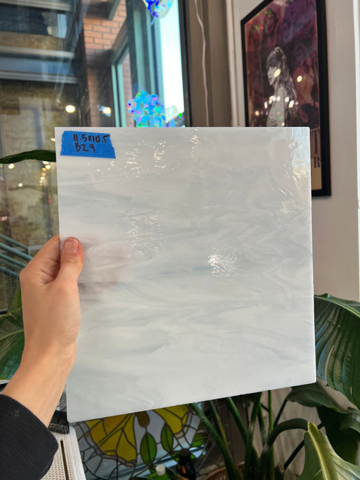 White Wispy Spectrum Sheet Glass Colorado Glassworks B29 (11.5x10.5in)