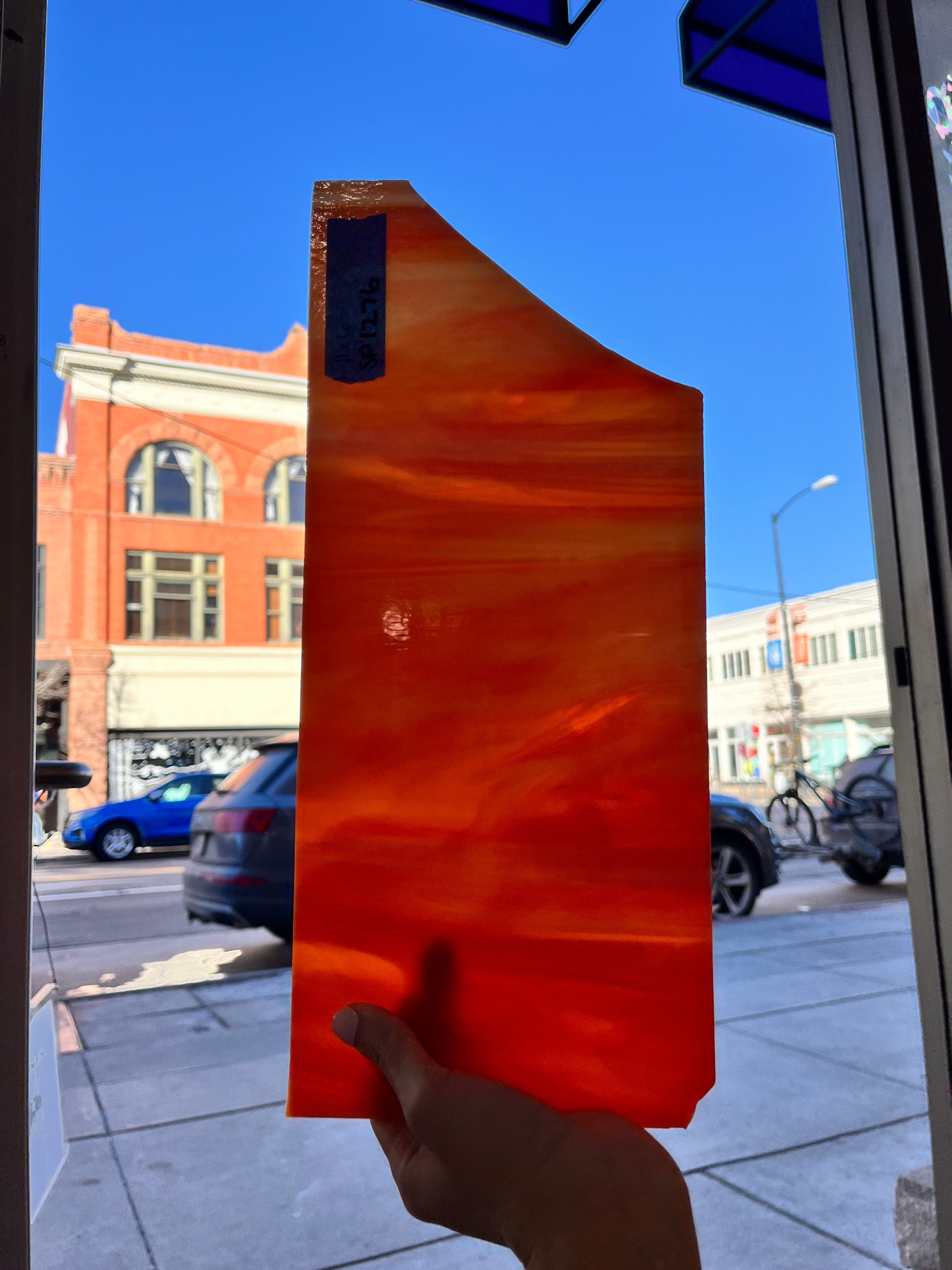 Vintage Orange Wispy Opaque Spectrum Sheet Glass Colorado Glassworks