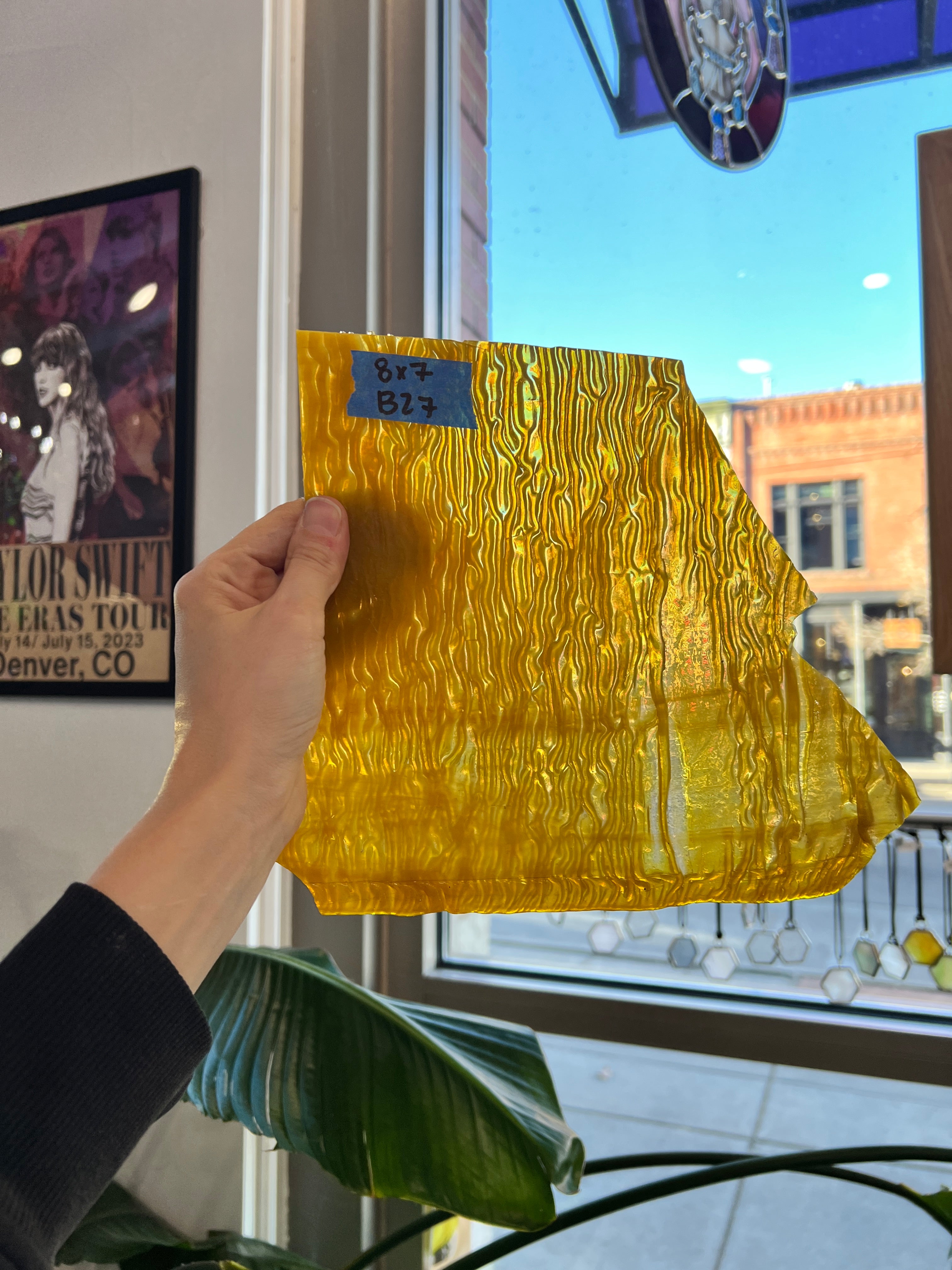 Vintage Yellow Ripple Glass Sheet Glass Colorado Glassworks