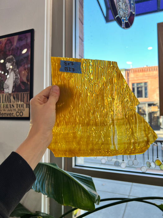 Vintage Yellow Ripple Glass Sheet Glass Colorado Glassworks