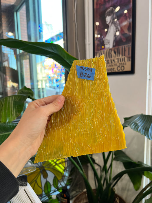 Vintage Yellow Ripple Glass Sheet Glass Colorado Glassworks 7.5x4in (UNK-59543341)