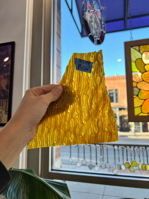 Vintage Yellow Ripple Glass Sheet Glass Colorado Glassworks