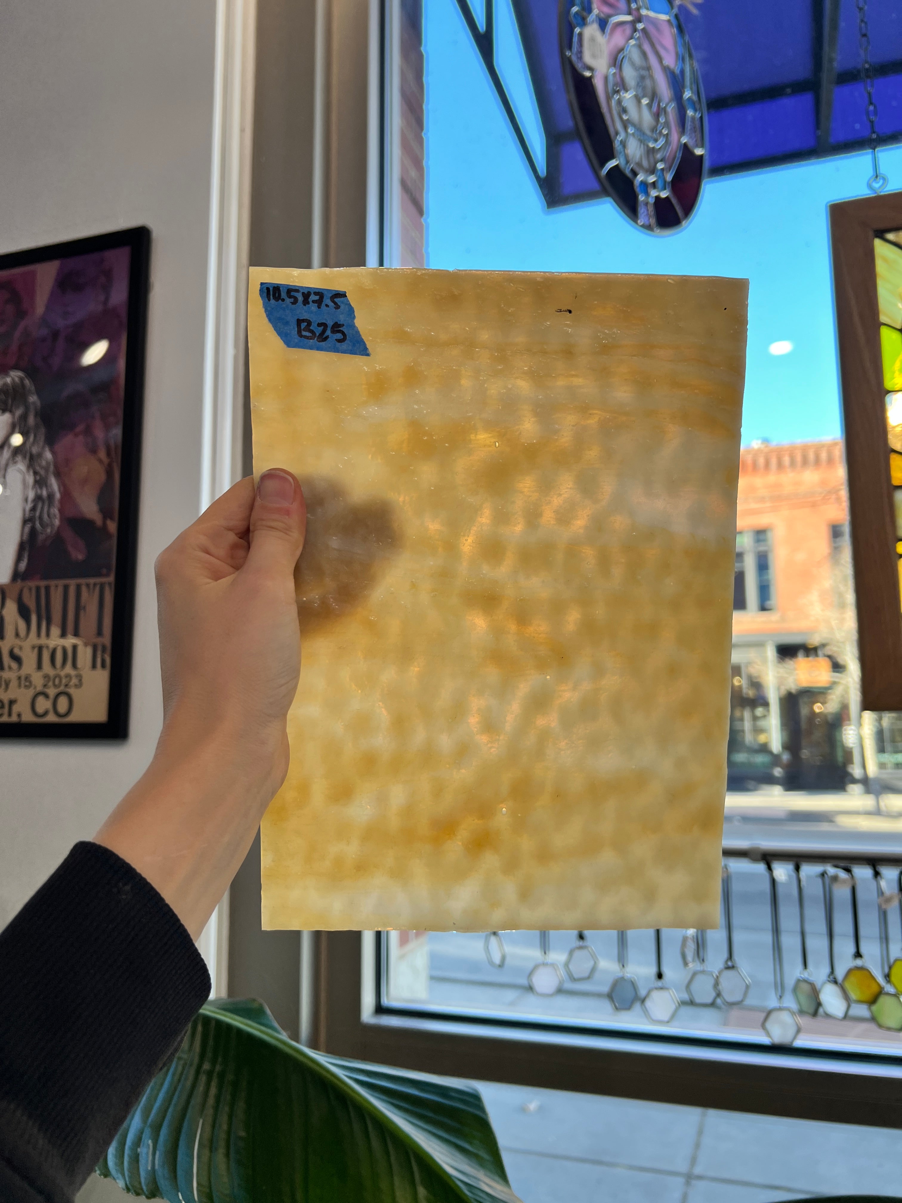 Tan White Texture Vintage Sheet Glass Colorado Glassworks