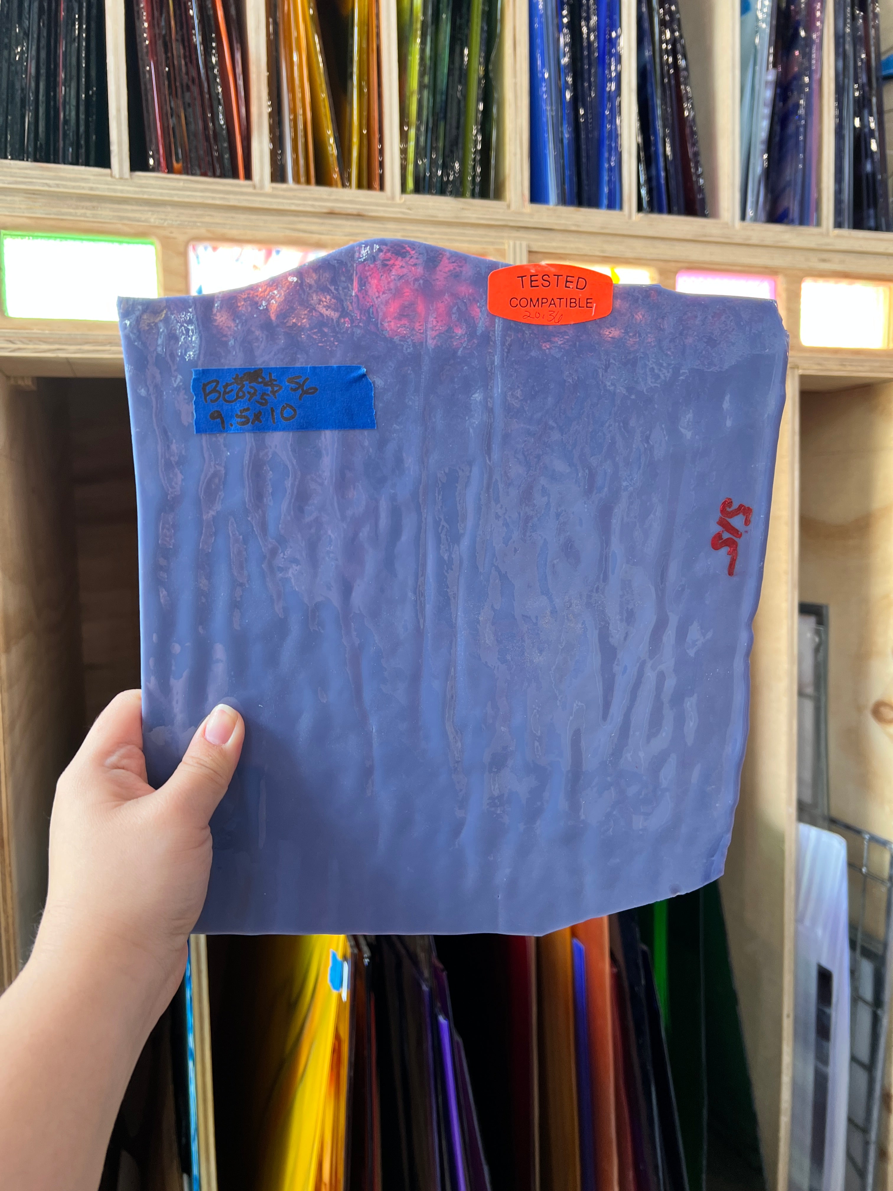 Vintage Semi-Opaque Purple Bullseye Sheet Glass Colorado Glassworks BE675 (9.5x10in)
