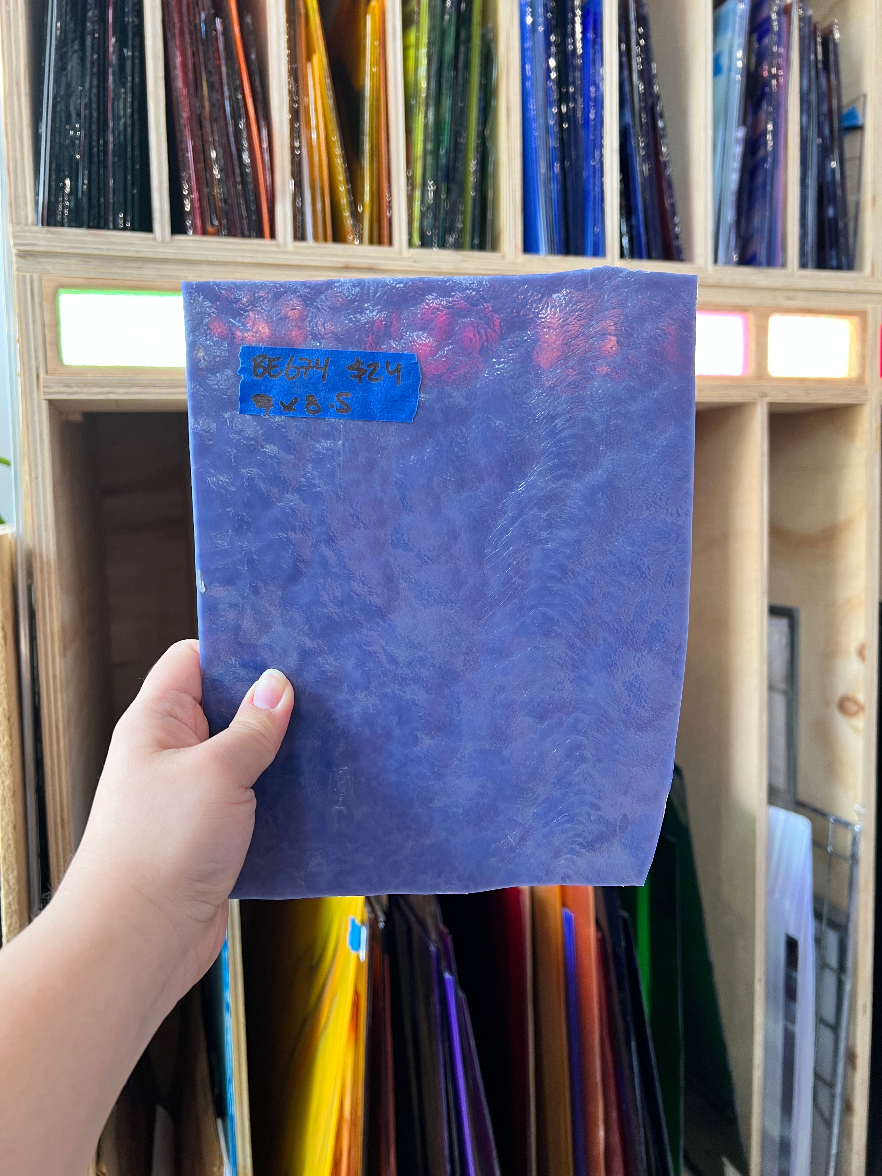 Vintage Semi-Opaque Purple Bullseye Sheet Glass Colorado Glassworks BE674 (7x8.5in)