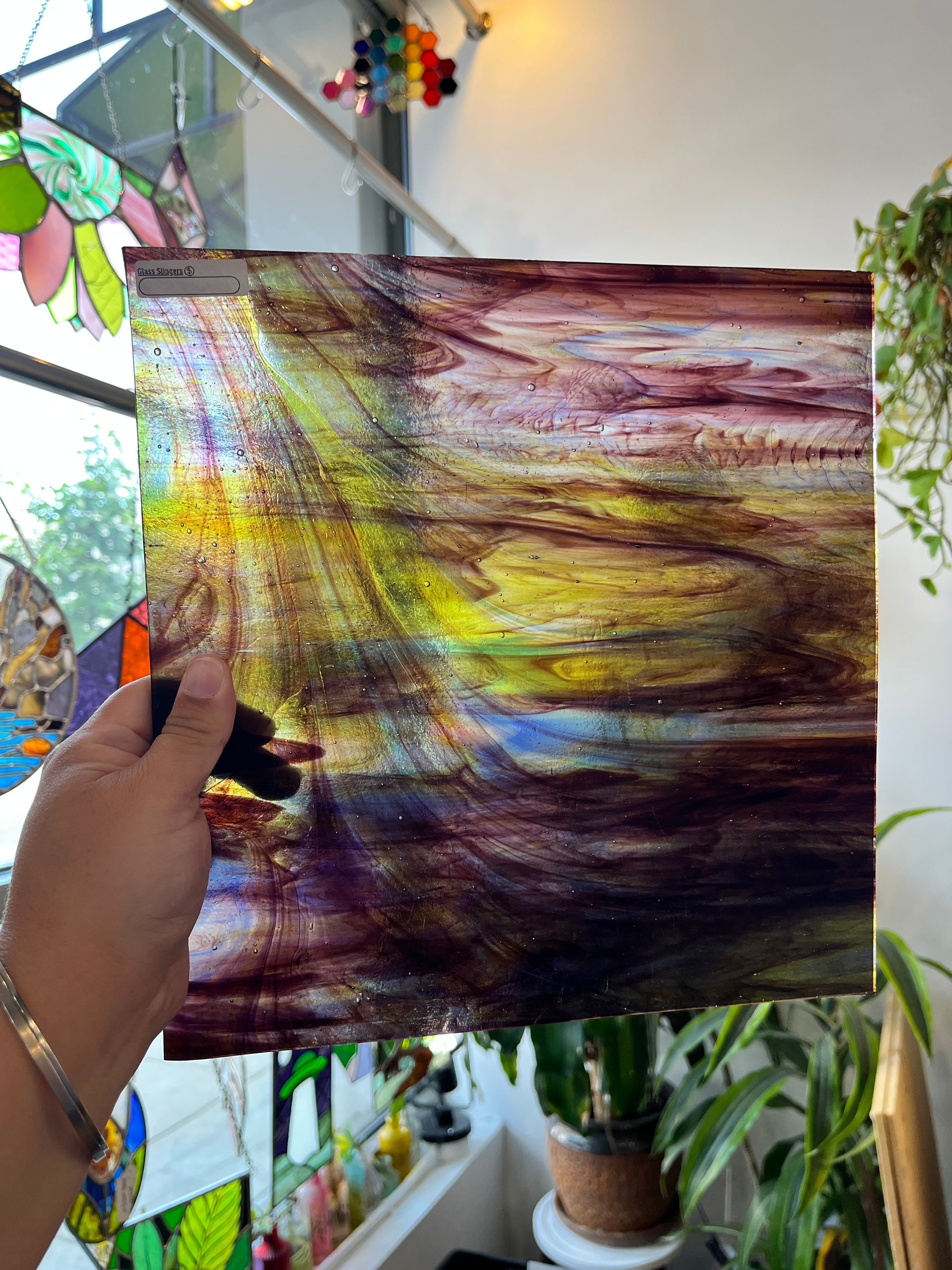 Purple Multicolored Wispy (S) Sheet Glass Colorado Glassworks C
