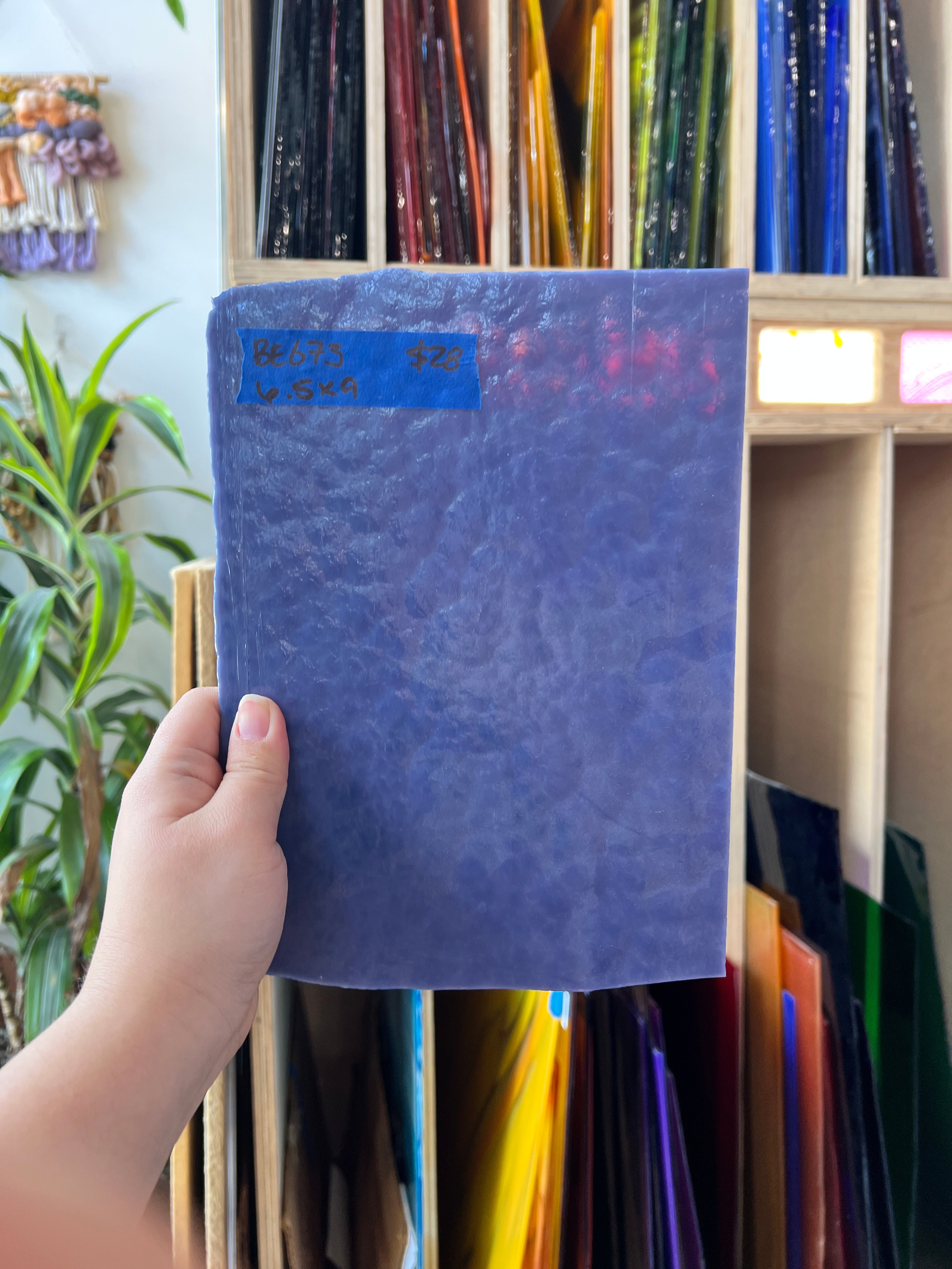 Vintage Semi-Opaque Purple Bullseye Sheet Glass Colorado Glassworks BE673 (6.5x9in)