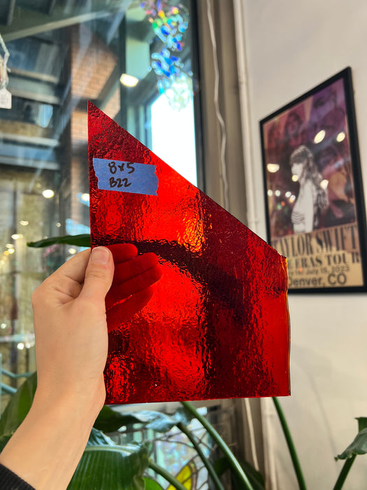 Transparent Red Vintage Bullseye Sheet Glass Colorado Glassworks 8x5in (BE-58230573)