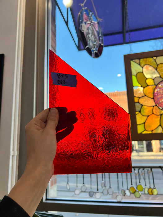 Transparent Red Vintage Bullseye Sheet Glass Colorado Glassworks