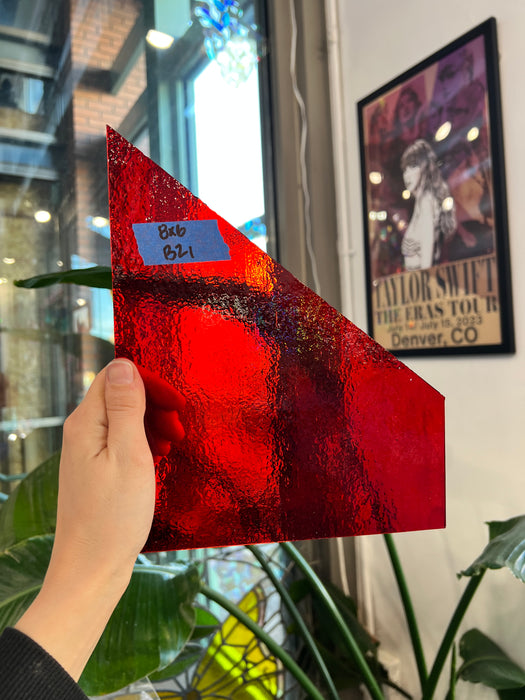 Transparent Red Vintage Bullseye Sheet Glass Colorado Glassworks 8x6in (BE-58197805)