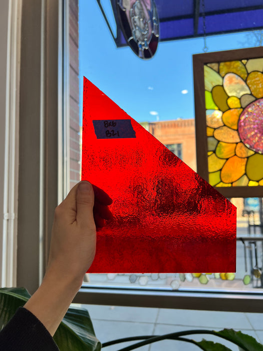 Transparent Red Vintage Bullseye Sheet Glass Colorado Glassworks