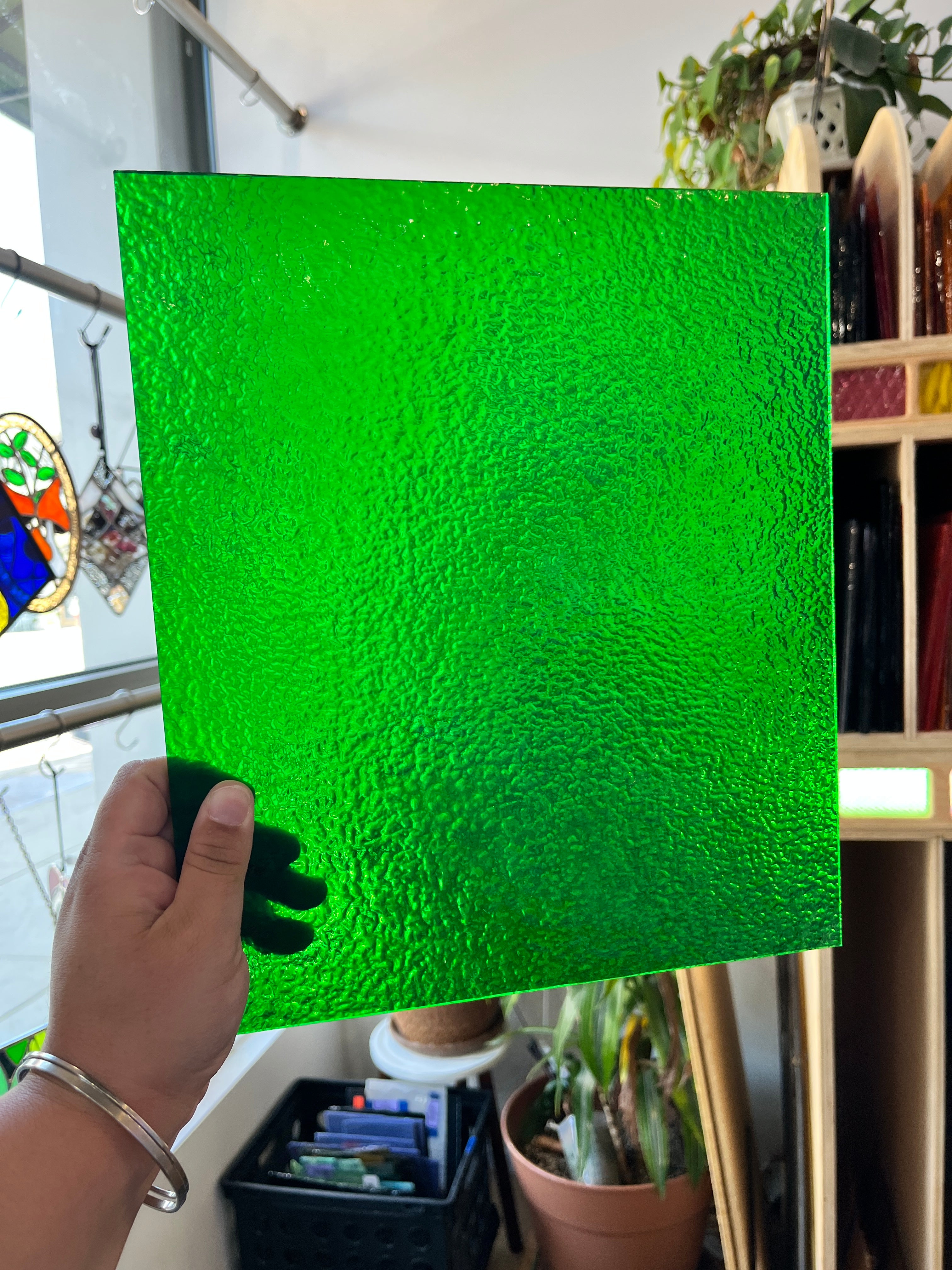Green Vintage Textured Glass (S) Sheet Glass Colorado Glass Works A