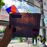 Vintage Semi-Opaque Purple Bullseye Sheet Glass Colorado Glassworks