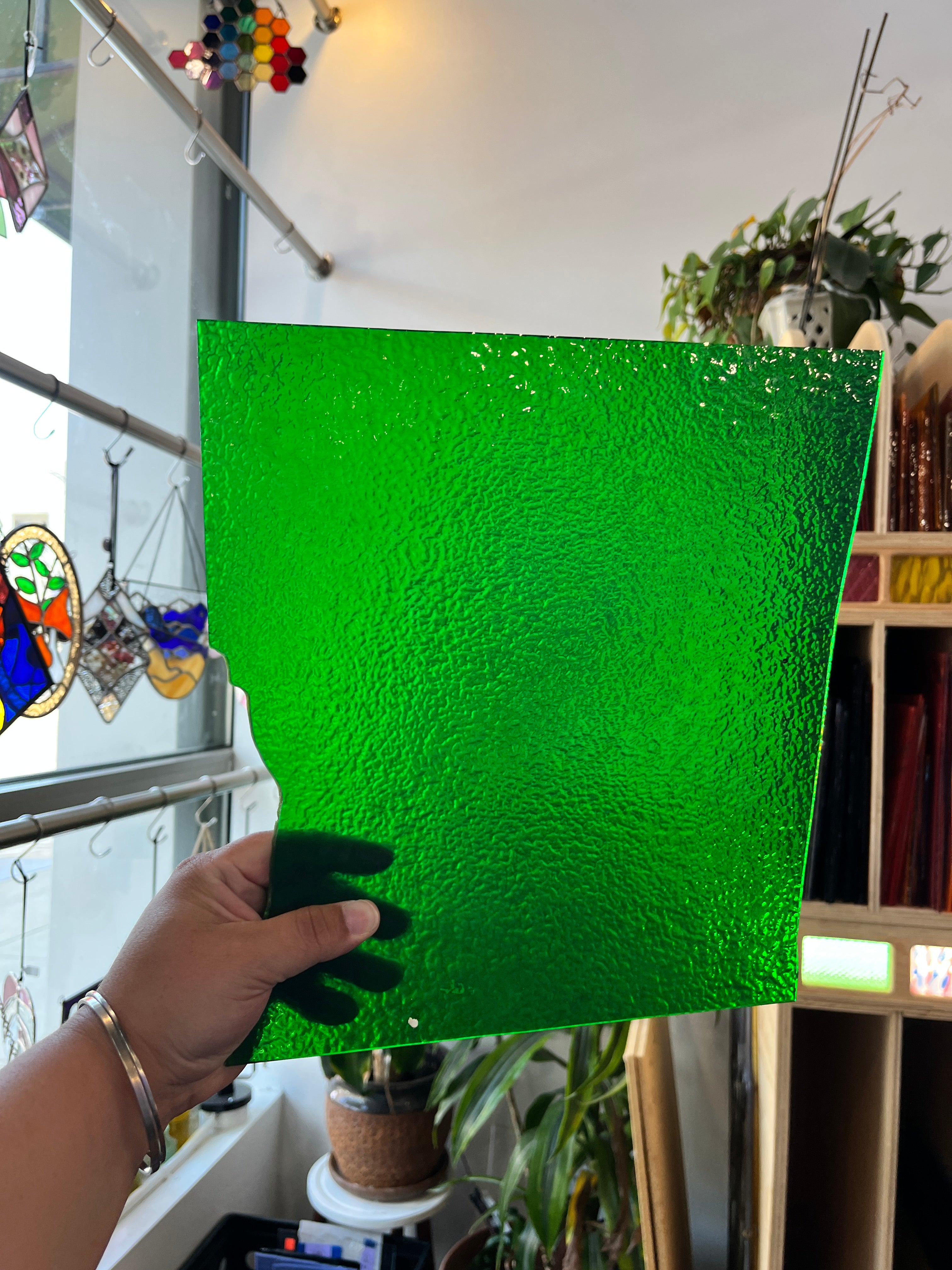 Green Vintage Textured Glass (S) Sheet Glass Colorado Glass Works C