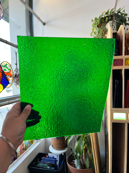 Green Vintage Textured Glass (S) Sheet Glass Colorado Glass Works B