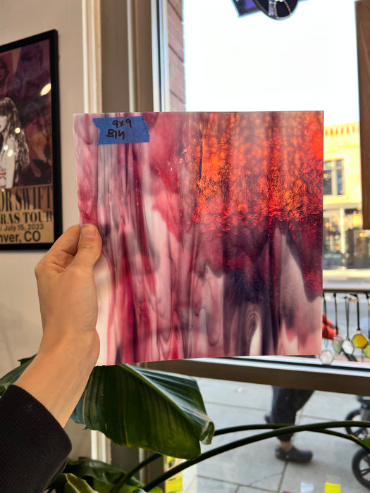 Pink Purple White Vintage Bullseye Mixed Sheet Glass Colorado Glassworks