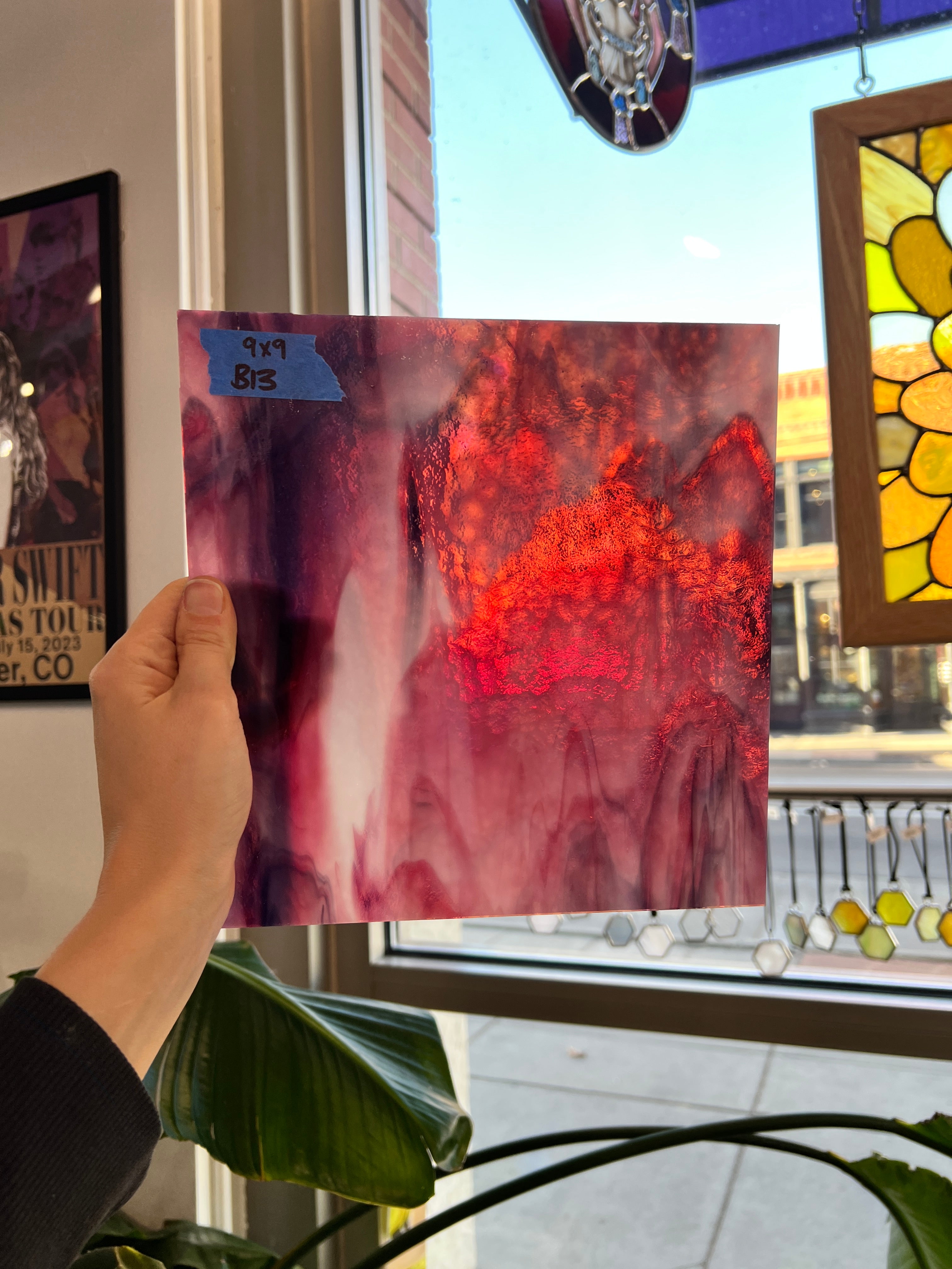 Pink Purple White Vintage Bullseye Mixed Sheet Glass Colorado Glassworks