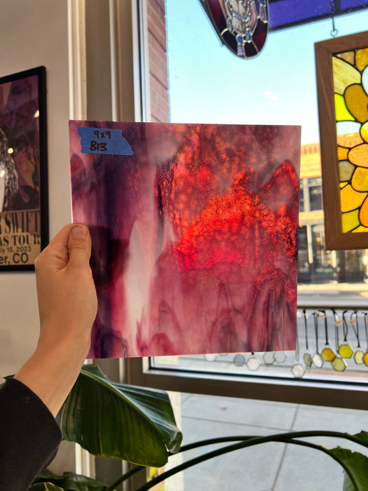 Pink Purple White Vintage Bullseye Mixed Sheet Glass Colorado Glassworks