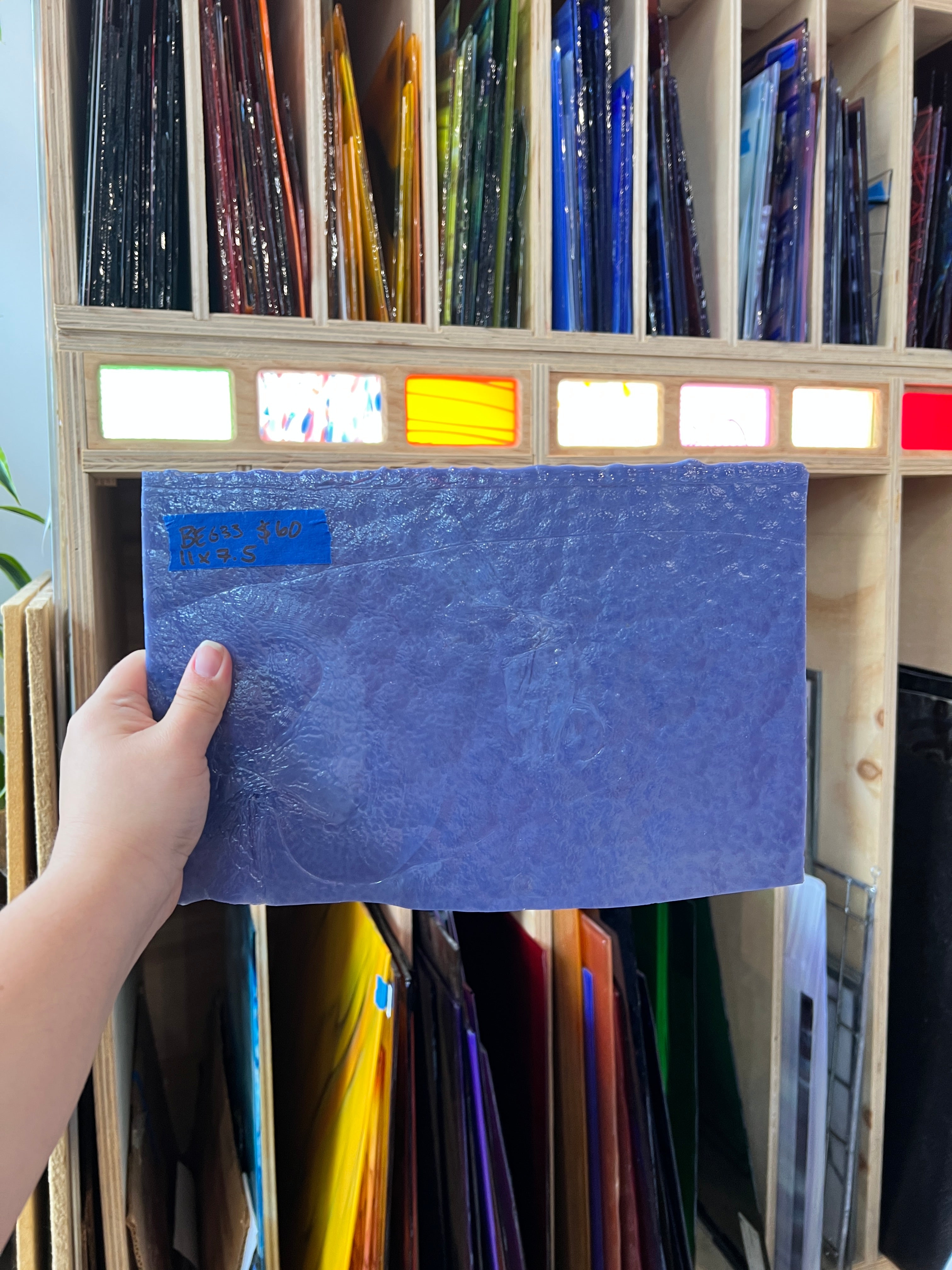 Vintage Semi-Opaque Purple Bullseye Sheet Glass Colorado Glassworks BE633 (11x7.5in)
