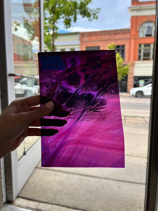 Purple Pink Reamy Mouth Blown Lamberts Sheet Glass Colorado Glassworks   