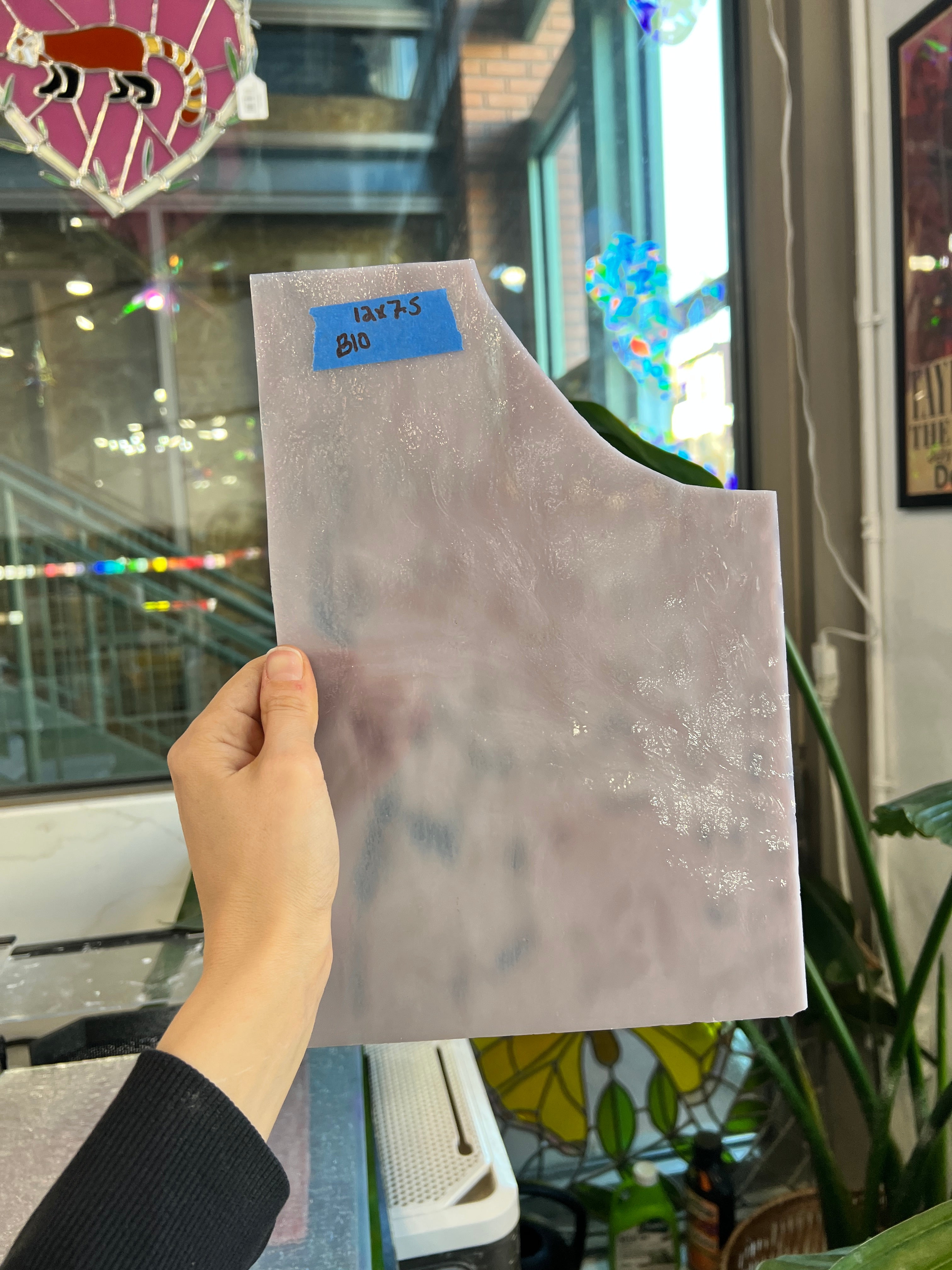 Vintage Mauve Rippled Wavy Glass Sheet Glass Colorado Glassworks 12x7.5in (UNK-63803181)