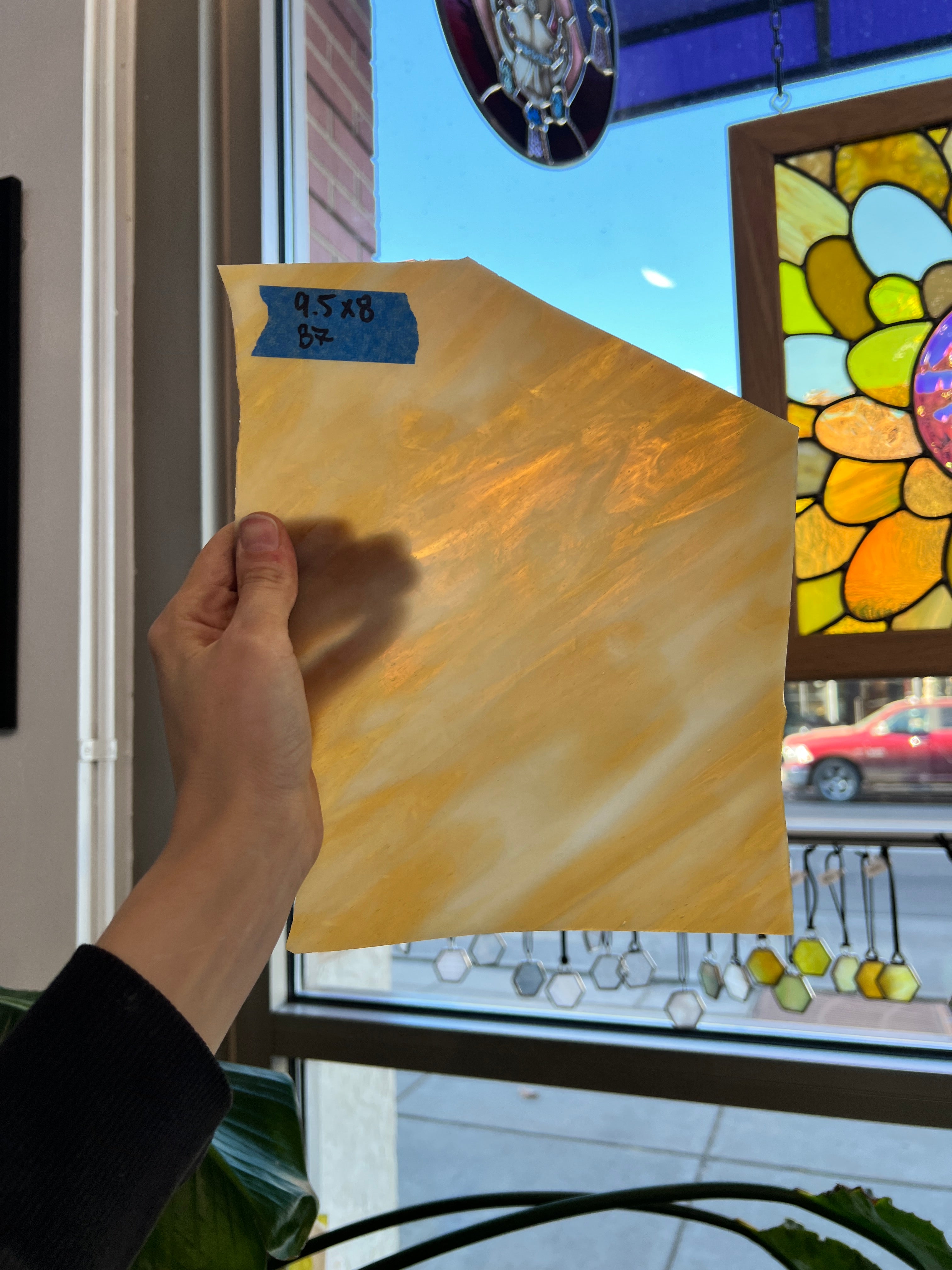 Tan White Wispy Sheet Glass Armstrong