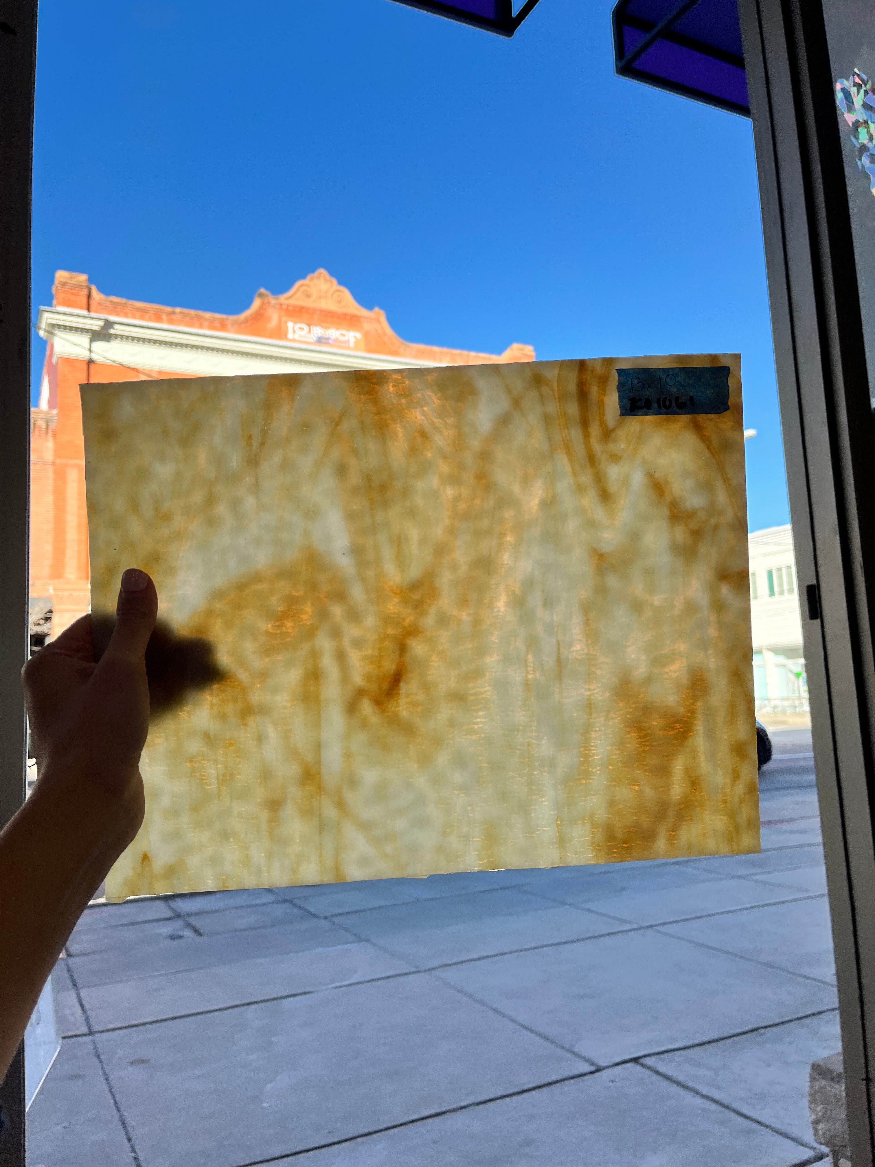 Brown and Cream Granite Mottled Sheet Glass Colorado Glassworks