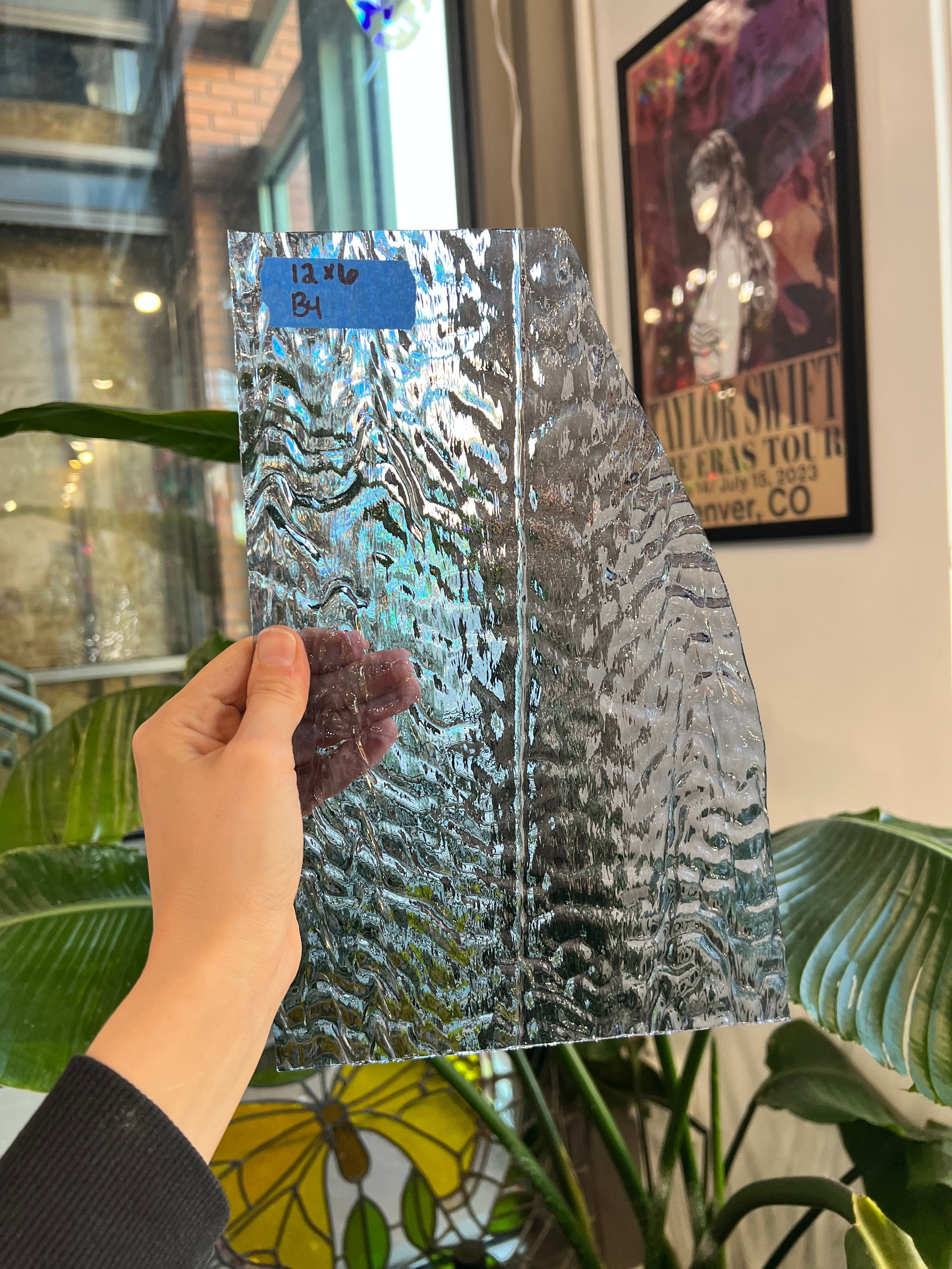 Light Blue Clear Rippled Optimum Discontinued Glass Sheet Glass Colorado Glassworks