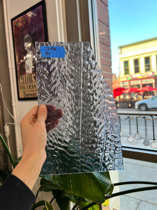 Light Blue Clear Rippled Optimum Discontinued Glass Sheet Glass Colorado Glassworks