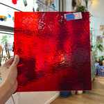 Ruby Red Rough Rolled Transparent Oceanside Fusible 96 COE (152RRF) Sheet Glass Colorado Glassworks