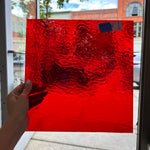 Ruby Red Rough Rolled Transparent Oceanside Fusible 96 COE (152RRF) Sheet Glass Colorado Glassworks