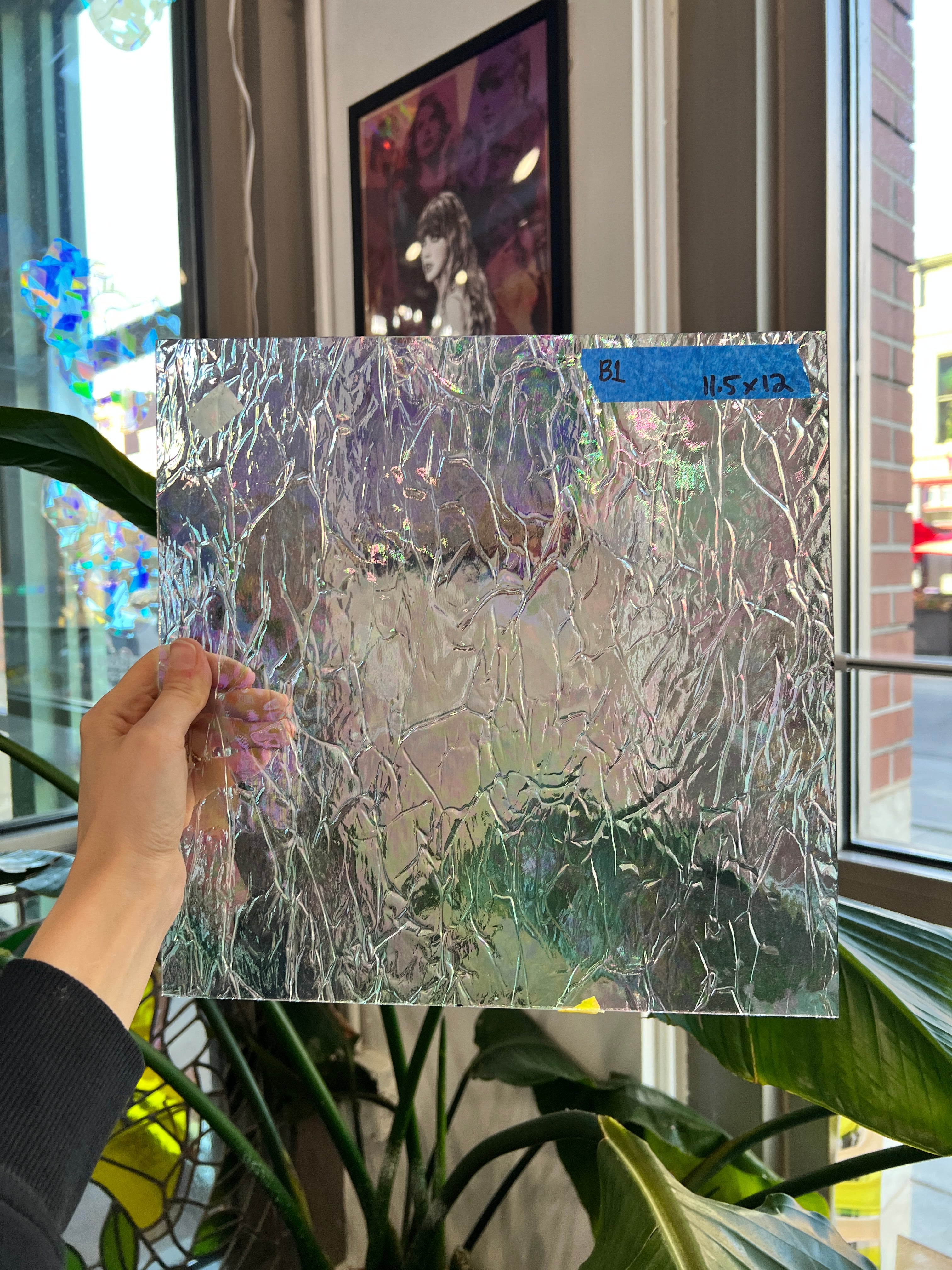 Vintage Iridescent Krinkle Textured Clear Spectrum Sheet Glass Colorado Glassworks