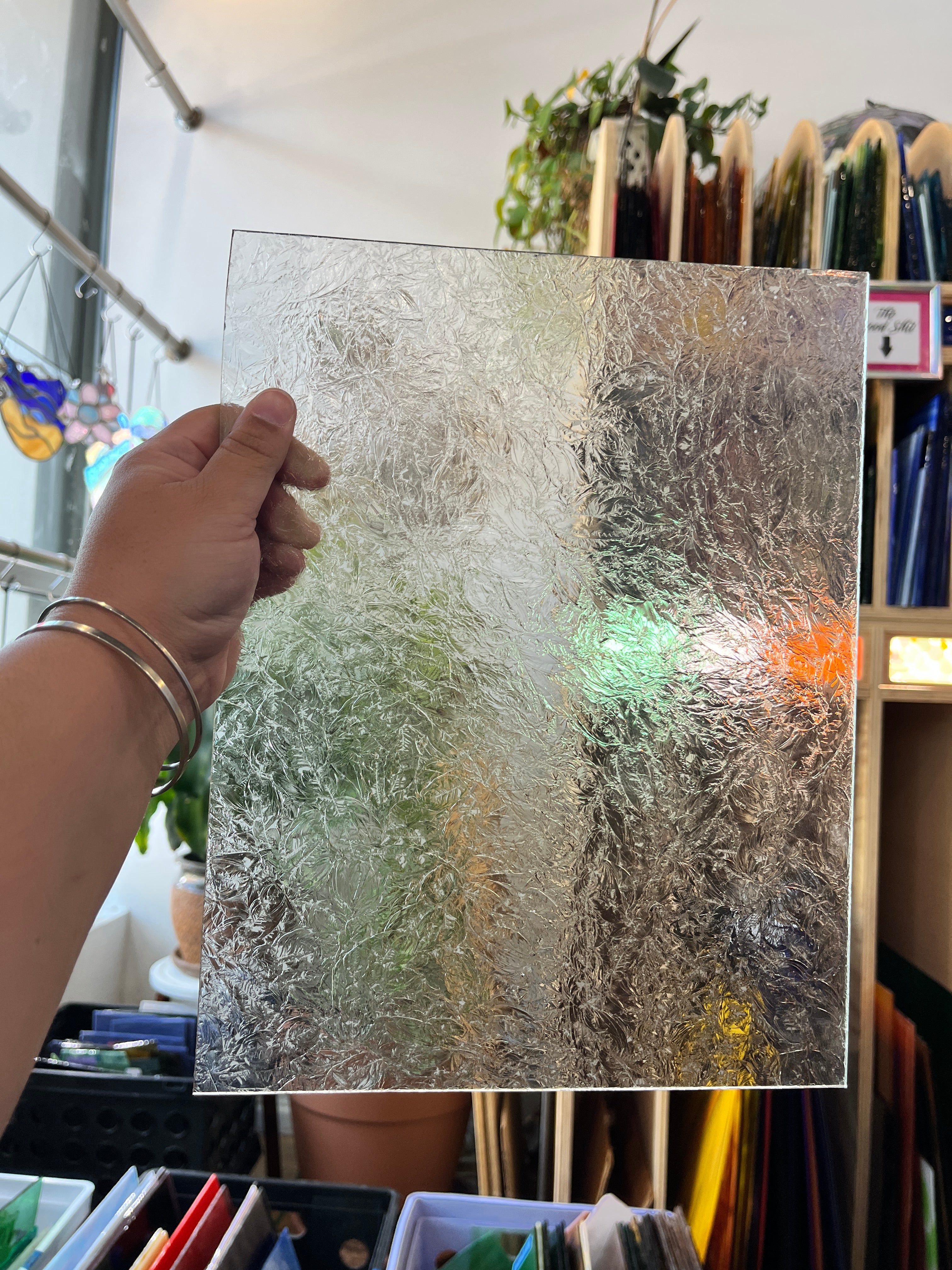 Clear Glue Chip Texture (S) Sheet Glass Colorado Glassworks B