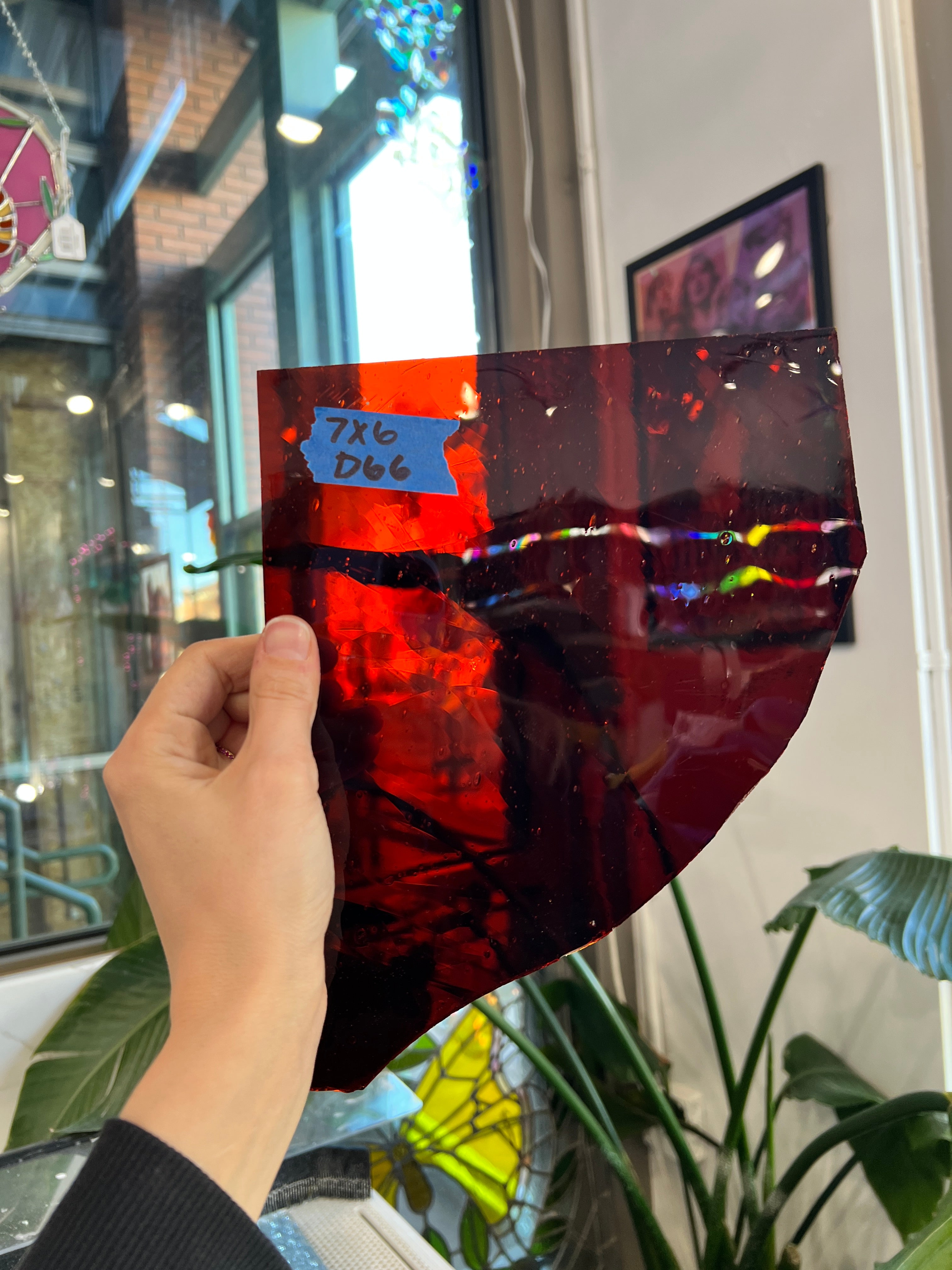 Red Autumn Orange Mouth Blown Glass Sheet Glass Colorado Glassworks 7x6in (FR-83907885)