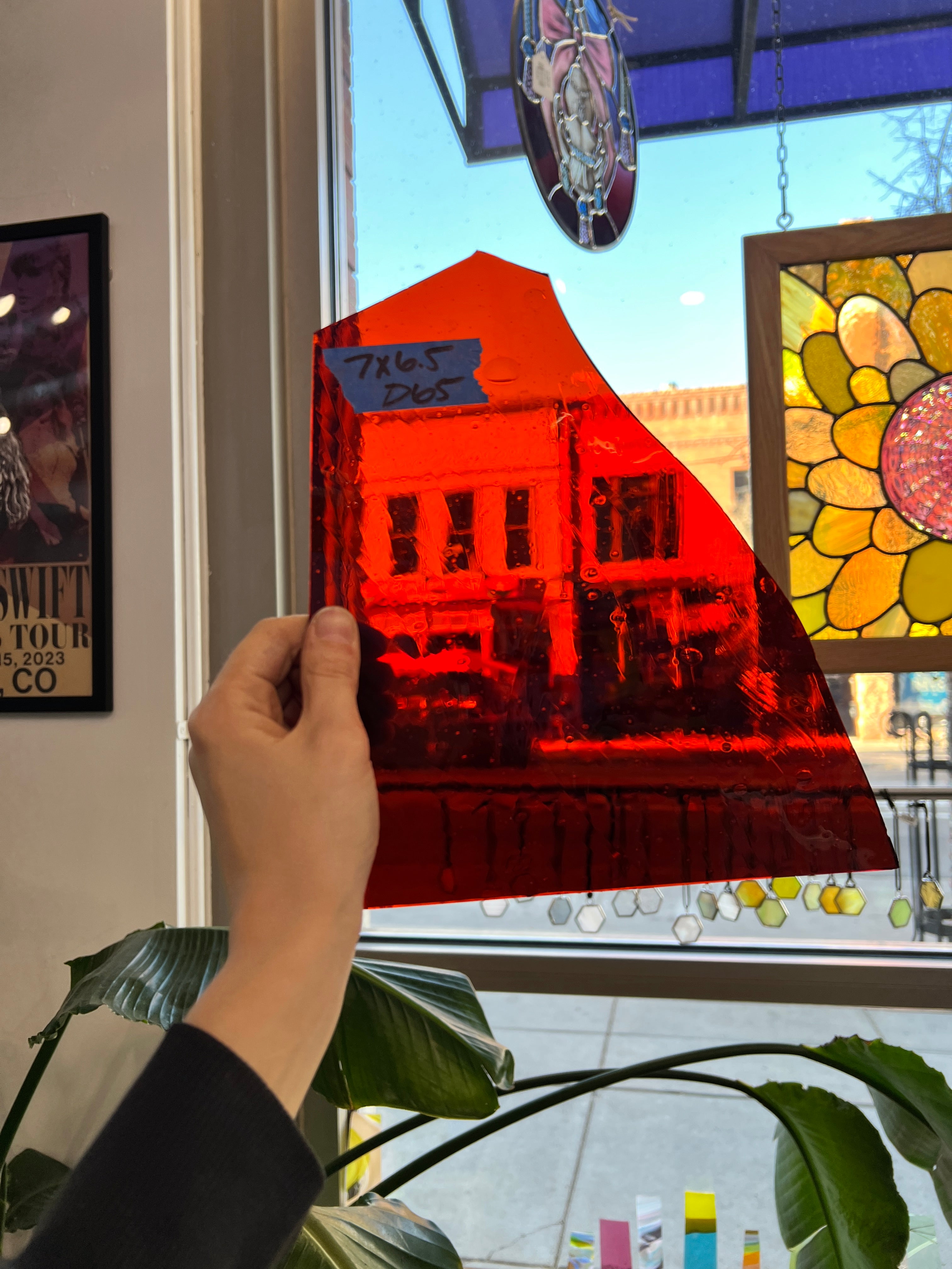 Red Autumn Orange Mouth Blown Glass Sheet Glass Colorado Glassworks