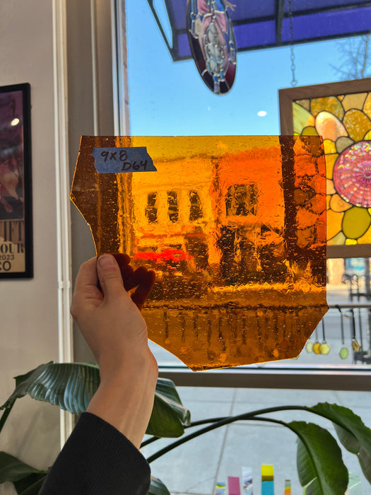 Amber Mouth Blown Seedy Sheet Glass Colorado Glassworks