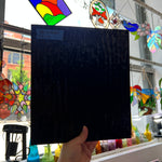 Vintage Opaque Black Bullseye Sheet Glass Colorado Glass Works