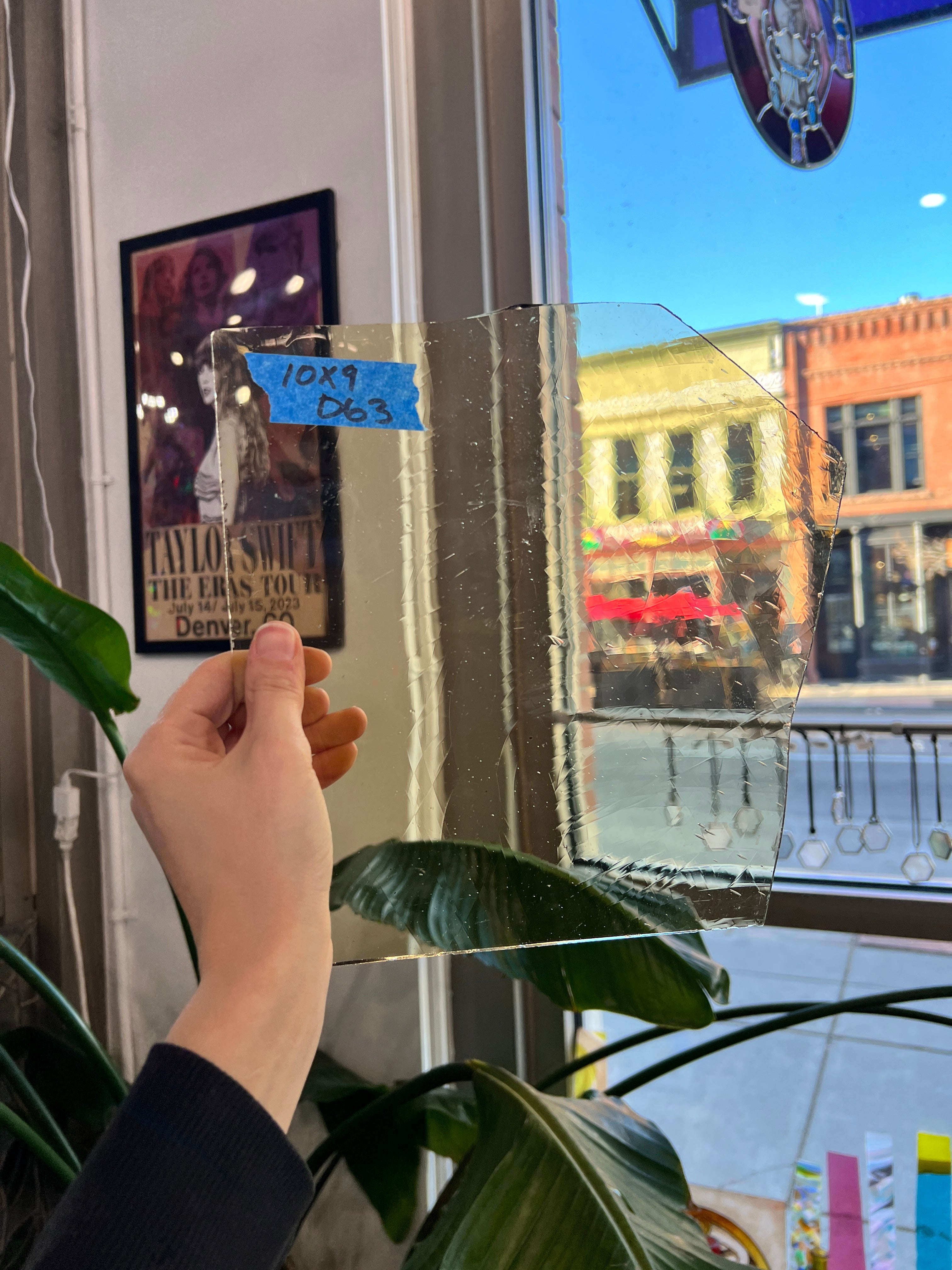 Taupe Antique Mouth Blown Sheet Glass Colorado Glassworks 10x9in (UNK-82920749)