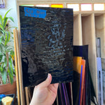 Vintage Opaque Black Bullseye Sheet Glass Colorado Glass Works BE659 (6.5x9.5in)