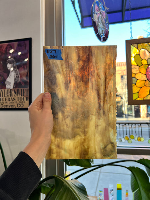 Tan Brown White Wispy Granite Uroboros Sheet Glass Colorado Glassworks