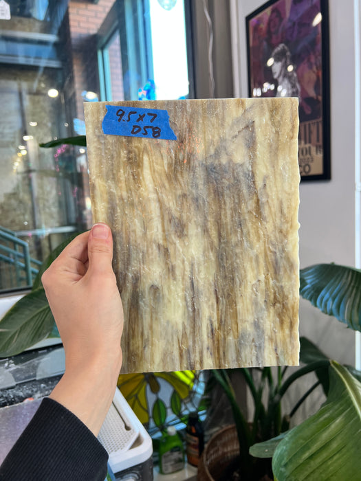 Tan Brown White Wispy Granite Uroboros Sheet Glass Colorado Glassworks 9.5x7in (UR-22424109)