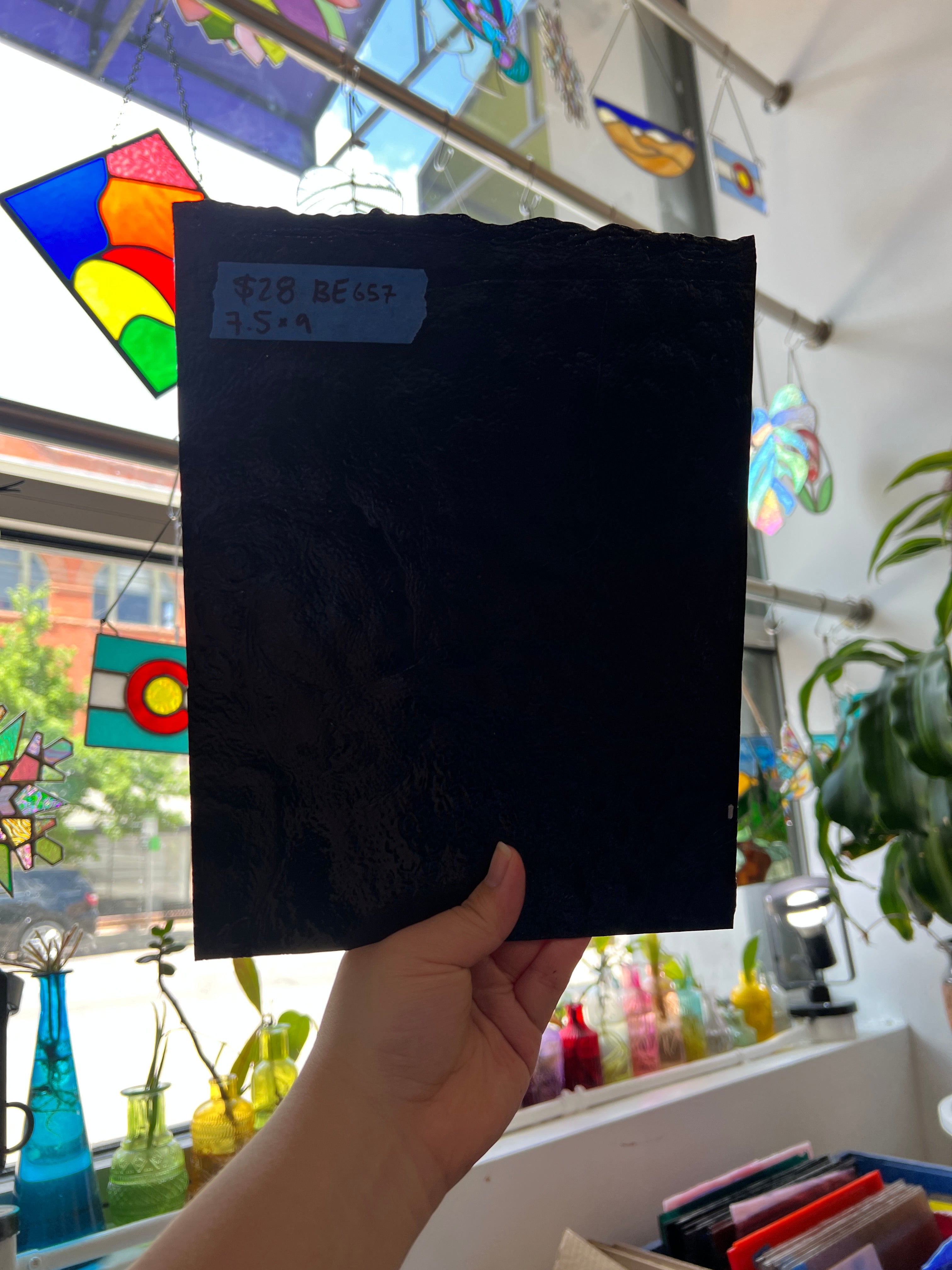 Opaque Black Bullseye Vintage Sheet Glass Colorado Glass Works