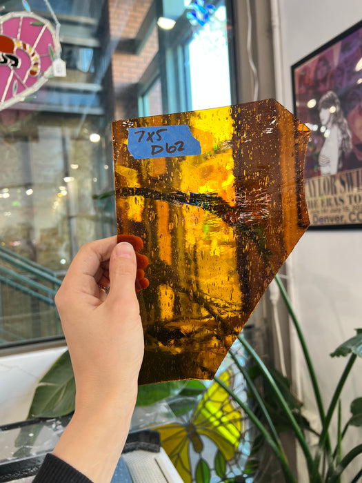 Amber Mouth Blown Seedy Sheet Glass Colorado Glassworks 7x5in (UNK-22145069)