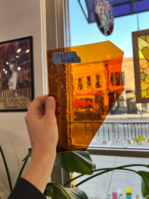 Amber Mouth Blown Seedy Sheet Glass Colorado Glassworks