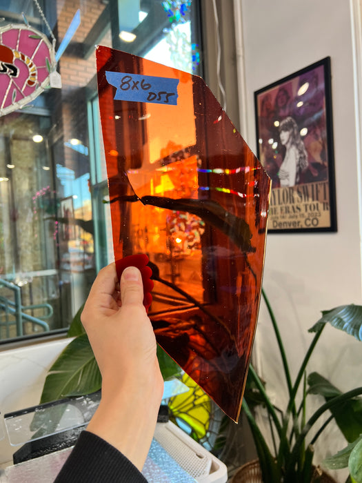 Orange Transparent Mouth Blown Glass Sheet Glass Colorado Glassworks