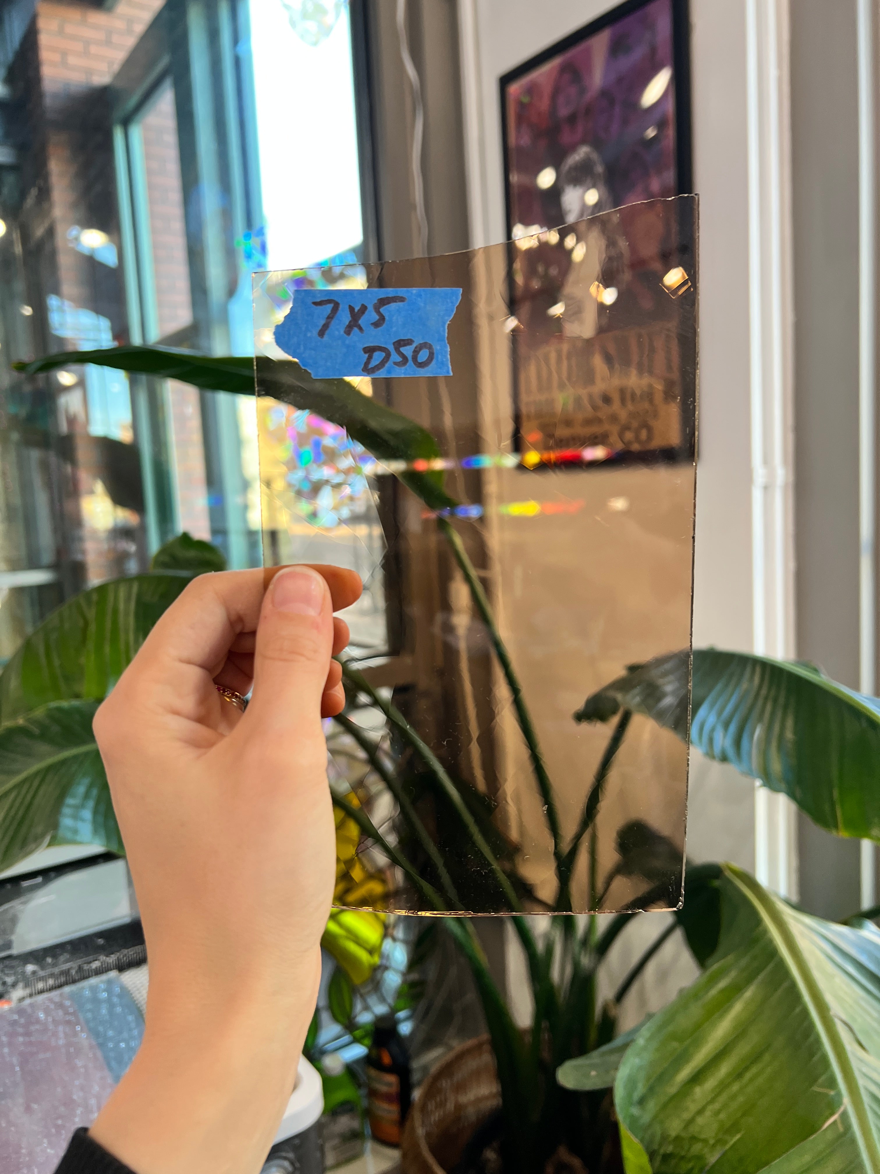 Light Brown Antique Mouth Blown Sheet Glass Colorado Glassworks 7x5in (UNK-52926765)